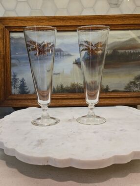 Vintage Homer Laughlin Prairie Gold Pilsner Glasses Set Of 2